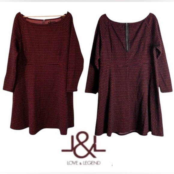 2X Love & Legend Skater Dress with Boat Neck and Exposed Zipper Detail - Picture 4 of 17